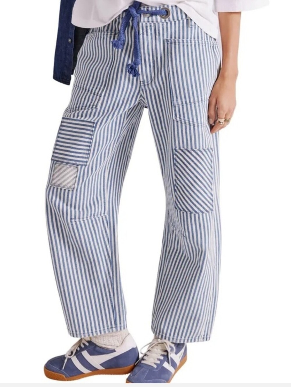 We The Free Moxie Blue Slate Railroad Low Slung Barrel Jeans, 31, Relaxed